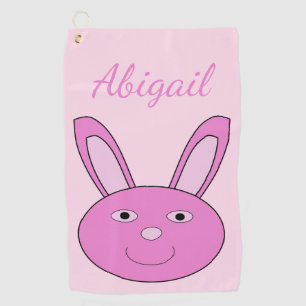 Cute Pink Girly Bunny Face Spring Easter Custom Golf Towel