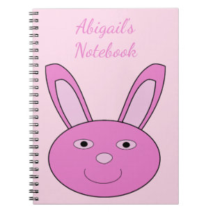 Cute Pink Girly Bunny Face Spring Easter Custom Notebook