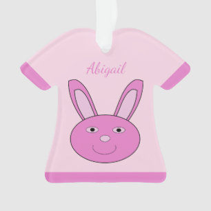 Cute Pink Girly Bunny Face Spring Easter Custom Ornament