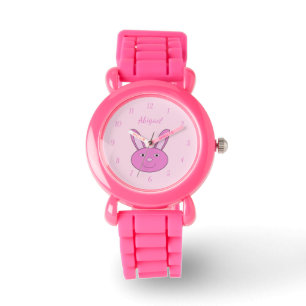 Cute Pink Girly Bunny Face Spring Easter Custom Watch