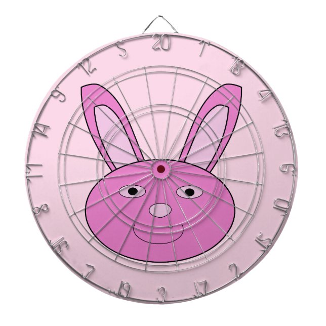 Cute Pink Girly Bunny Face Spring Easter Dartboard (Front)
