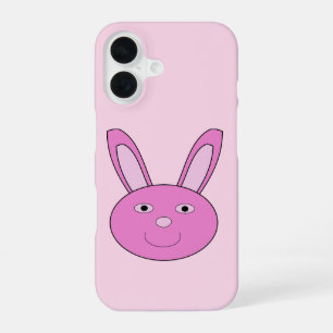 Cute Pink Girly Bunny Face Spring Easter iPhone 16 Case