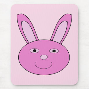 Cute Pink Girly Bunny Face Spring Easter Mouse Pad