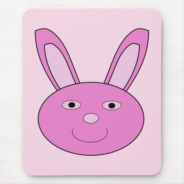 Cute Pink Girly Bunny Face Spring Easter Mouse Pad (Front)