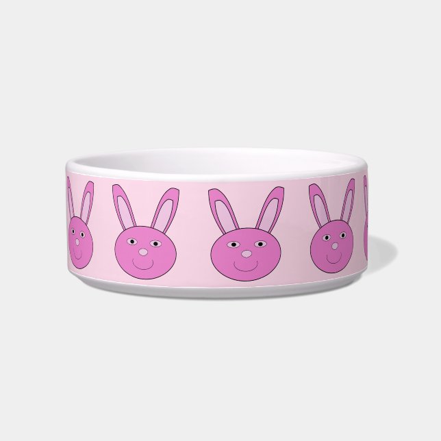 Cute Pink Girly Bunny Face Spring Easter Patterned Bowl (Left)