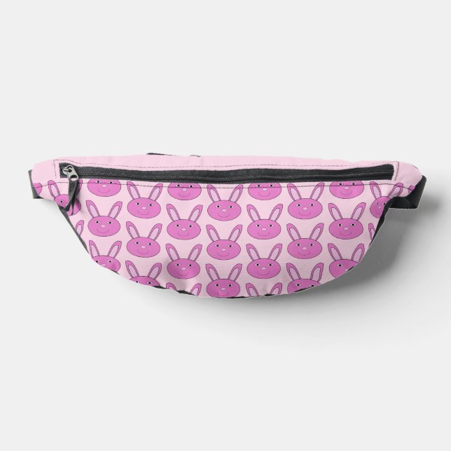 Cute Pink Girly Bunny Face Spring Easter Patterned Bum Bags (Lay Down)