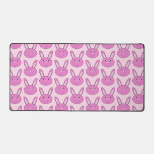 Cute Pink Girly Bunny Face Spring Easter Patterned Desk Mat