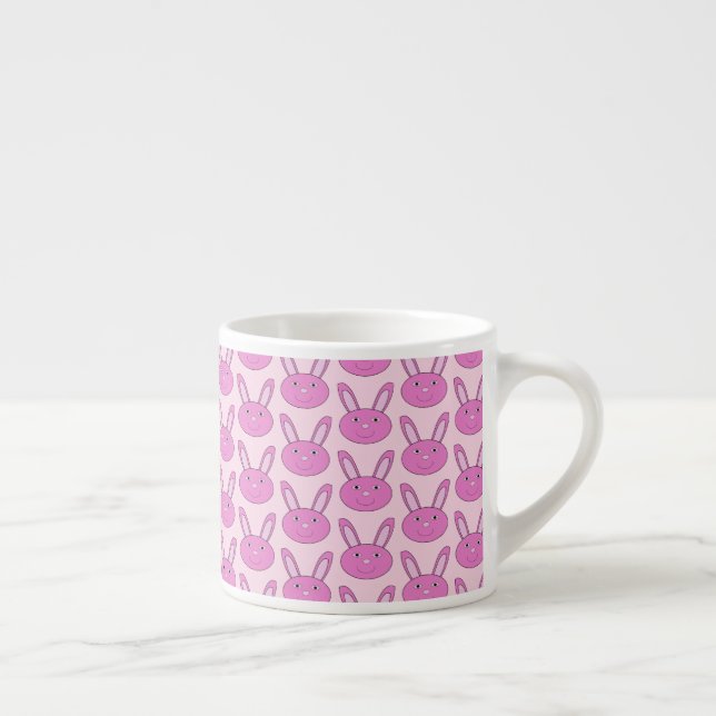 Cute Pink Girly Bunny Face Spring Easter Patterned Espresso Cup (Right)