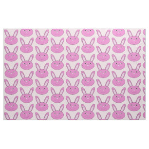Cute Pink Girly Bunny Face Spring Easter Patterned Fabric