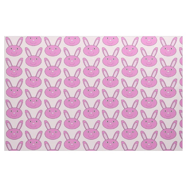 Cute Pink Girly Bunny Face Spring Easter Patterned Fabric (Fat Quarter)
