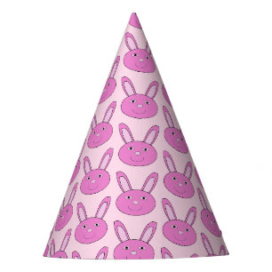Cute Pink Girly Bunny Face Spring Easter Patterned Party Hat