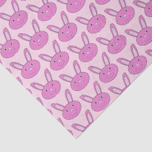 Cute Pink Girly Bunny Face Spring Easter Patterned Tissue Paper