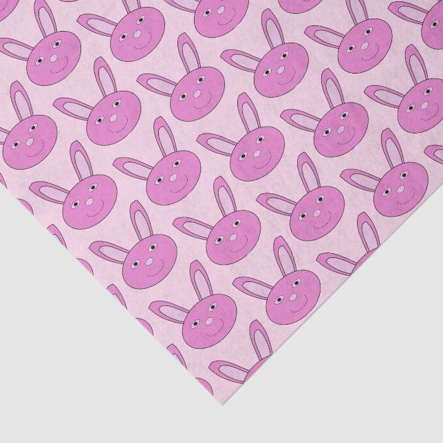 Cute Pink Girly Bunny Face Spring Easter Patterned Tissue Paper (Detail)
