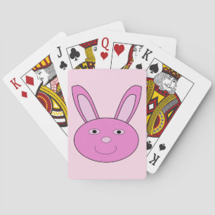 Cute Pink Girly Bunny Face Spring Easter Playing Cards