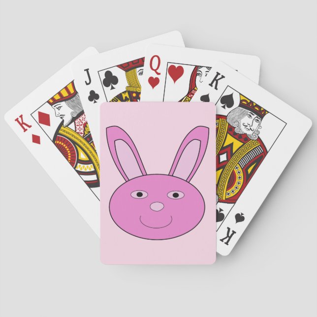 Cute Pink Girly Bunny Face Spring Easter Playing Cards (Back)