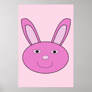 Cute Pink Girly Bunny Face Spring Easter Poster