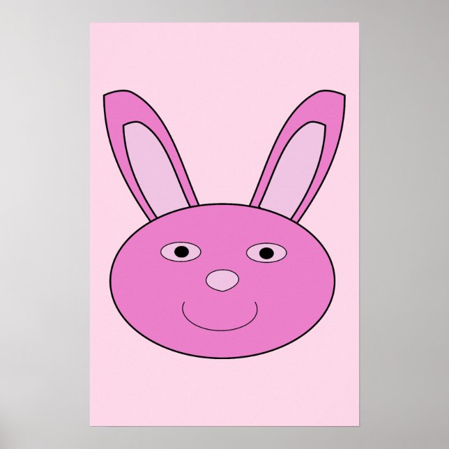 Cute Pink Girly Bunny Face Spring Easter Poster (Front)