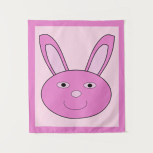 Cute Pink Girly Bunny Face Spring Easter Tapestry