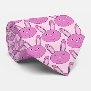 Cute Pink Girly Bunny Face Spring Easter Tie