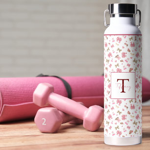 Cute Pink Girly Cowgirl Coquette Boots & Bows Water Bottle