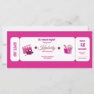 cute pink girly glitter birthday invitation