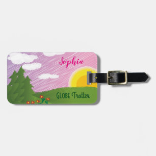 Cute Pink Girly Globe Trotter Travel Luggage Tag