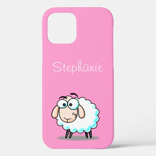 Cute Pink Girly Sheep  Cartoon Case-Mate iPhone Case (Back)