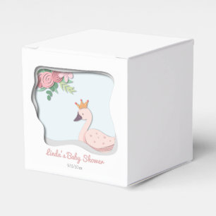 Cute Pink Girly Swan Princess Baby Shower Favour Box