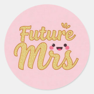 Cute Pink Glitter Future Mrs Bridal Shower Sticker