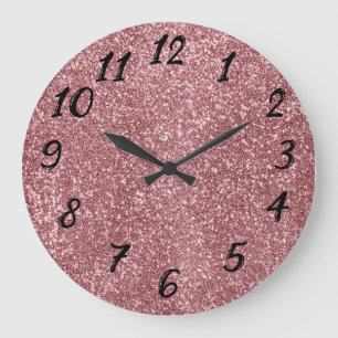 Cute pink glitter large clock