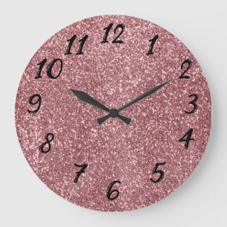 Cute pink glitter large clock