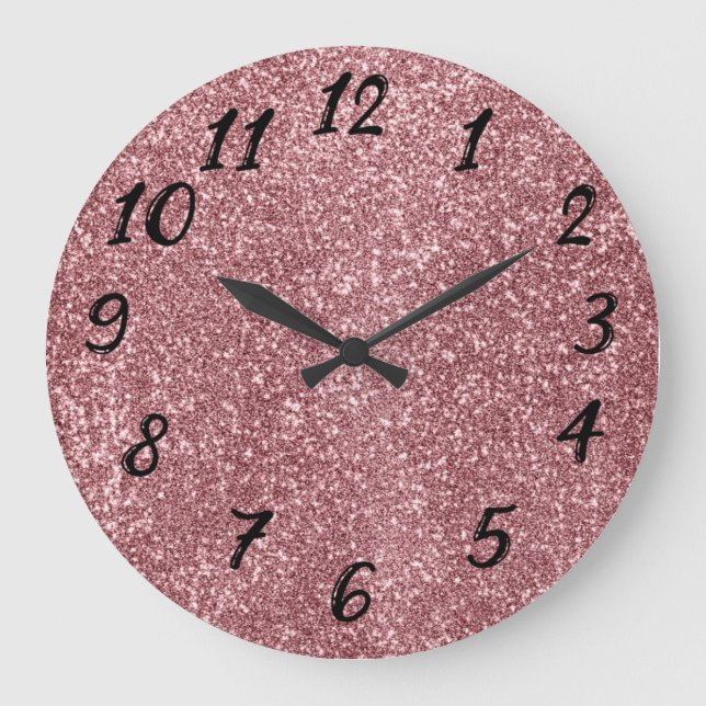 Cute pink glitter large clock (Front)
