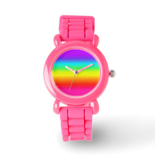 Cute pink glitter rainbow watch