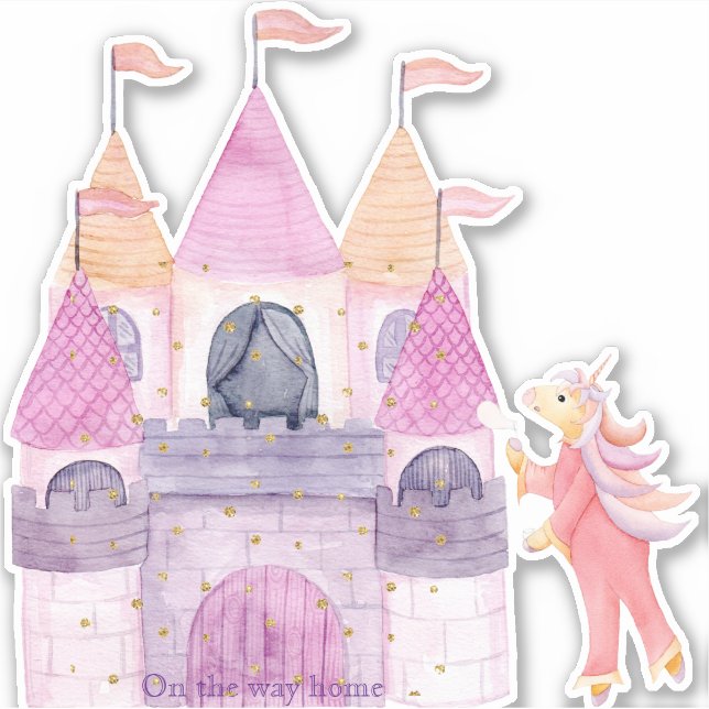 Cute Pink Glitter Watercolor Unicorn   (Front)