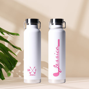 Cute Pink Golf Wedge With Name Water Bottle