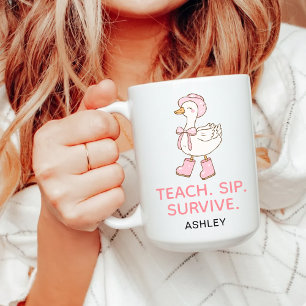 Cute Pink Goose Mug Teacher Appreciation Gift