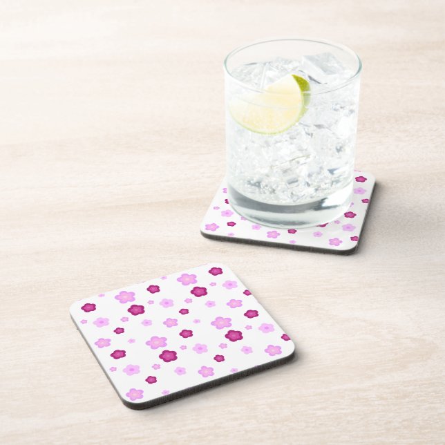 Cute pink gradient daisy flower pattern coaster (Right Side)