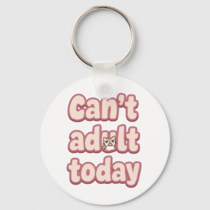 Cute Pink Graphic with Peeking Cat Key Ring