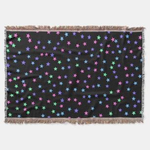Cute Pink Green Blue Purple Stars Pattern Throw Blanket