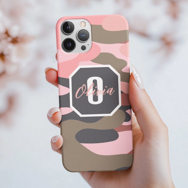 Cute Pink Green Camo, Minimalist Personalised Case-Mate iPhone Case (Creator Uploaded)