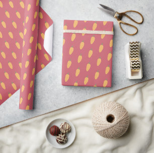 Cute Pink Green Happy Easter Carrots Wrapping Paper