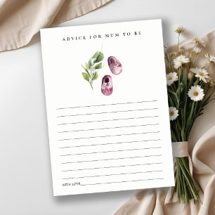 Cute Pink Green Leafy Advice for Mum Baby Shower Enclosure Card