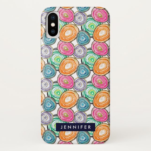 Cute pink green orange geode pattern personalised Case-Mate iPhone case (Back)