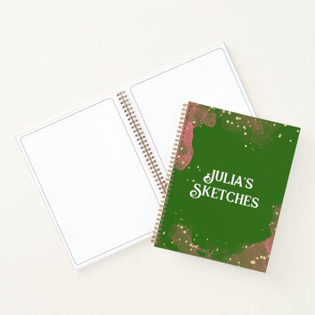 Cute Pink Green Personal Name Book for Sketching (Inside)