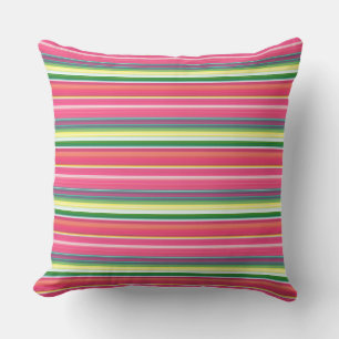 Cute pink green stripes cushion