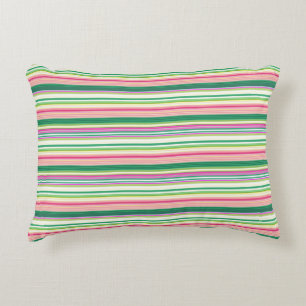 Cute pink green stripes decorative cushion