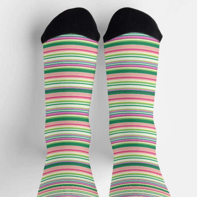 Cute pink green stripes socks (Top)