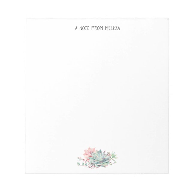 Cute Pink Green Succulents Personalised  Notepad (Front)