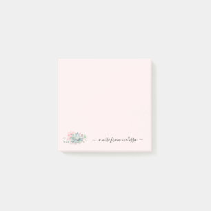 Cute Pink Green Succulents Personalised Post-it No Notes