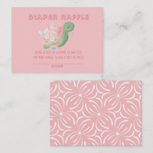 Cute Pink Green Turtle Baby Shower Diaper Raffle Business Card